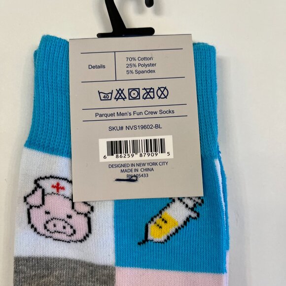 Men's Crew Socks -Health Worker Series- Nurse Piggy- Hero- NWT - Picture 9 of 10